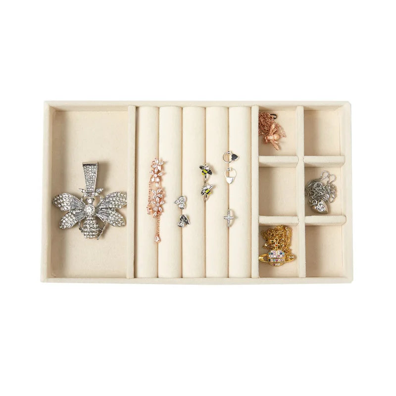 Velvet Jewelry Display Tray Exquisite Jewellery Holder Portable Ring Earrings Necklace Organizer Storage Box Organizator Trays