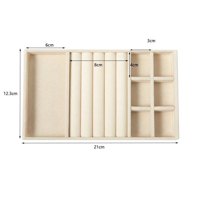 Velvet Jewelry Display Tray Exquisite Jewellery Holder Portable Ring Earrings Necklace Organizer Storage Box Organizator Trays