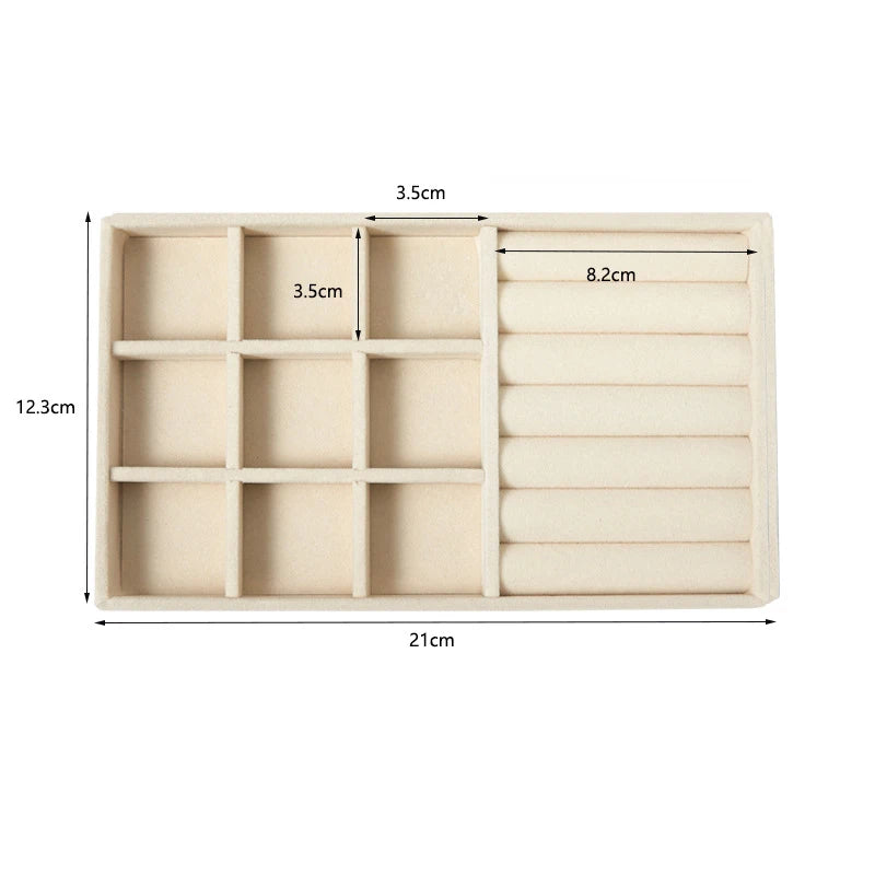 Velvet Jewelry Display Tray Exquisite Jewellery Holder Portable Ring Earrings Necklace Organizer Storage Box Organizator Trays